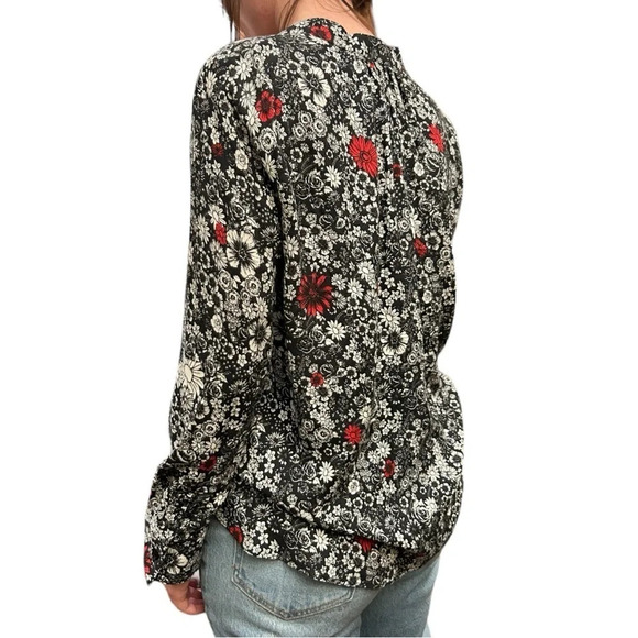 Zadig & Voltaire Tink Crepe Floral Black Top Blouse Long Sleeve Size XS NWT - Picture 5 of 10